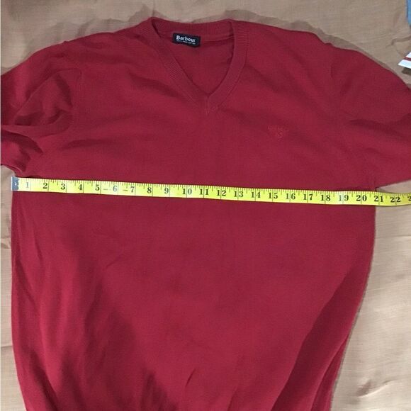 BARBOUR MEN’S 100% PIMA COTTON RED V- NECK SWEATER M - Picture 5 of 11